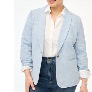 J Crew Factory BO492 Herringbone One-button Blazer Blue NWT size 20